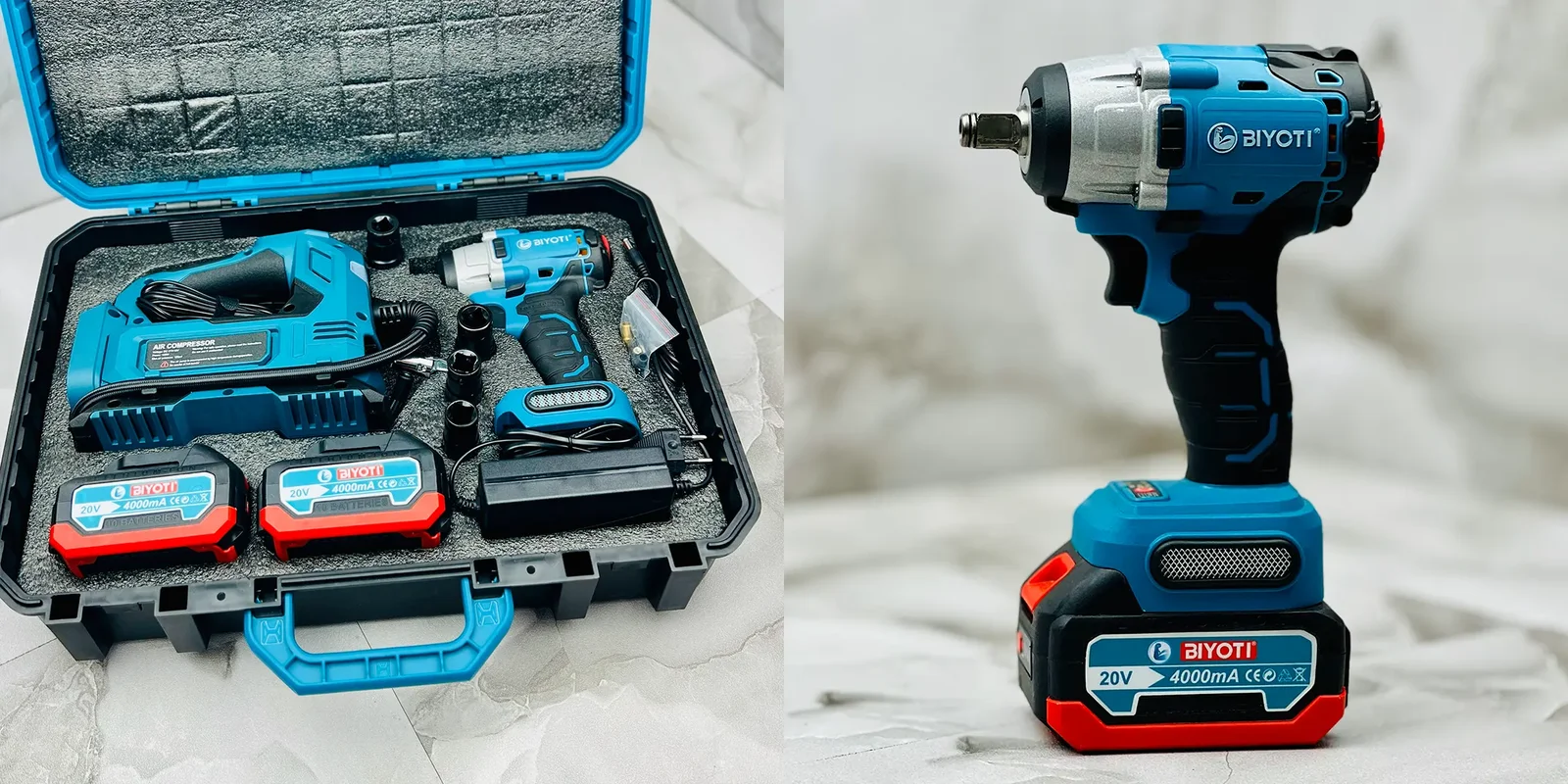 پمپ باد و بکس شارژی برند بیوتی 20 ولت