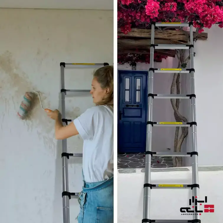 نردبان یک طرفه تلسکوپی آلومنیومی با ارتفاع 2.9 متر