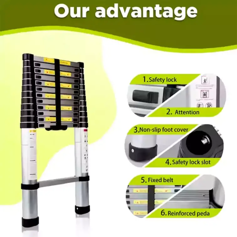 نردبان یک طرفه تلسکوپی آلومنیومی با ارتفاع 3.8 متر