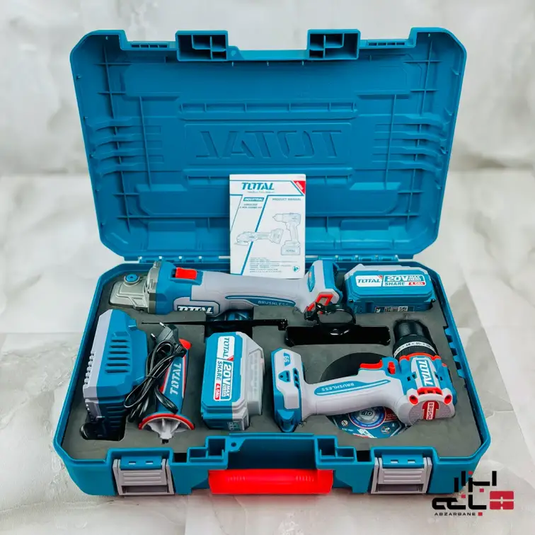 پک دوقلو دریل و سنگ فرز شارژی براشلس توتال مدل TCKLI20273