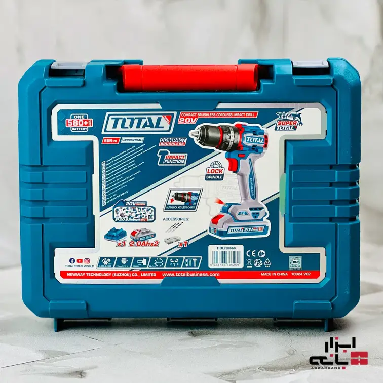 دریل شارژی چکشی 20 ولت توتال P20S مدل TIDLI20668