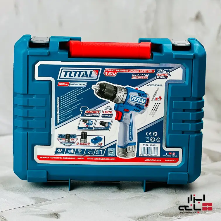 دریل شارژی چکشی 16 ولت توتال P20S مدل TIDLI16682
